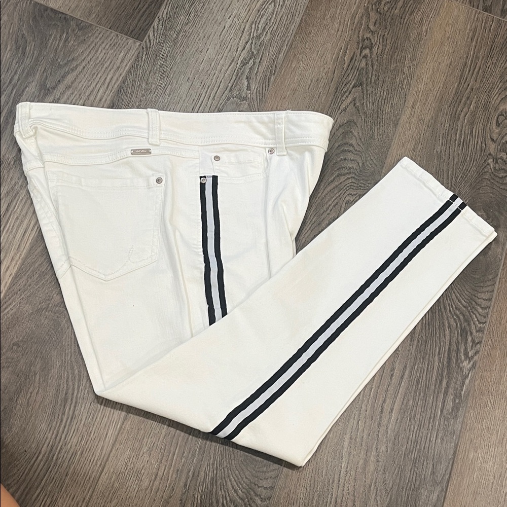 INC International Concepts White Jeans with Black Stripe